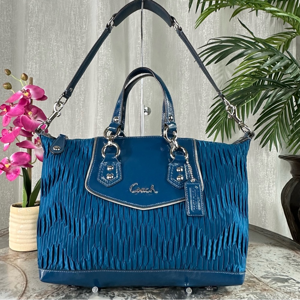Coach Ashley Gathered Sateen Satchel F20084 SV/Ocean $358